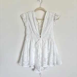 NWOT Floral Burnout Ruffled Romper